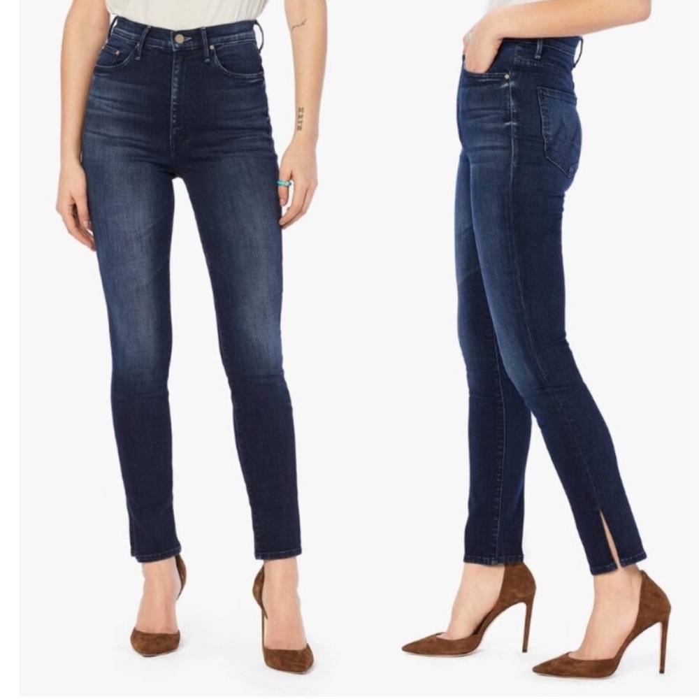 MOTHER The Swooner Ankle Slice Jeans in Two Strangers ride on the subway